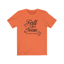 Load image into Gallery viewer, Fall For Jesus God Christian Clothing Style Autumn Leaves Unisex Jersey Short Sleeve Tee