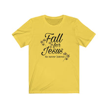 Load image into Gallery viewer, Fall For Jesus God Christian Clothing Style Autumn Leaves Unisex Jersey Short Sleeve Tee