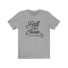 Load image into Gallery viewer, Fall For Jesus God Christian Clothing Style Autumn Leaves Unisex Jersey Short Sleeve Tee