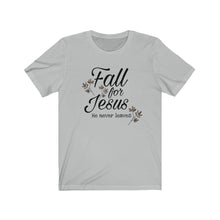 Load image into Gallery viewer, Fall For Jesus God Christian Clothing Style Autumn Leaves Unisex Jersey Short Sleeve Tee
