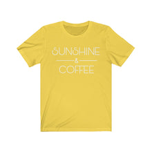 Load image into Gallery viewer, Sunshine and Coffee Positive Latte Graphic Tshirt Funny Humor Birthday Gift Unisex Jersey Short Sleeve Tee
