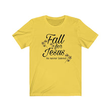 Load image into Gallery viewer, Fall For Jesus God Christian Clothing Style Autumn Leaves Unisex Jersey Short Sleeve Tee
