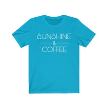 Load image into Gallery viewer, Sunshine and Coffee Positive Latte Graphic Tshirt Funny Humor Birthday Gift Unisex Jersey Short Sleeve Tee
