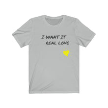 Load image into Gallery viewer, Short Sleeve Tee graphic love real love I want it heart
